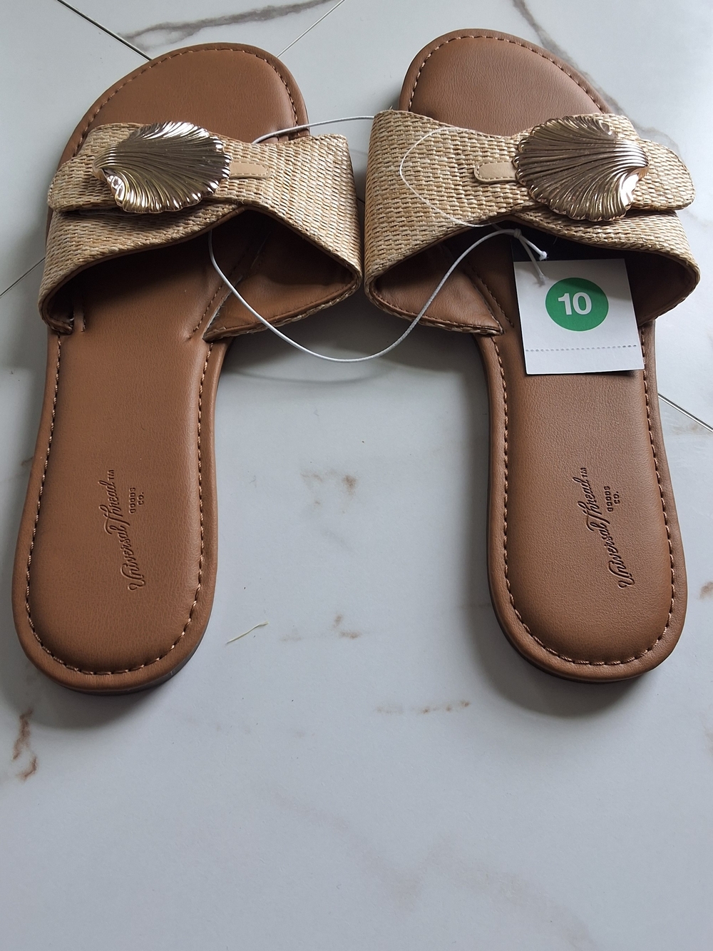 Casual Seashell Slide Sandals - Tan